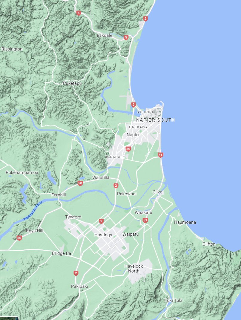 Map of Hawke's Bay